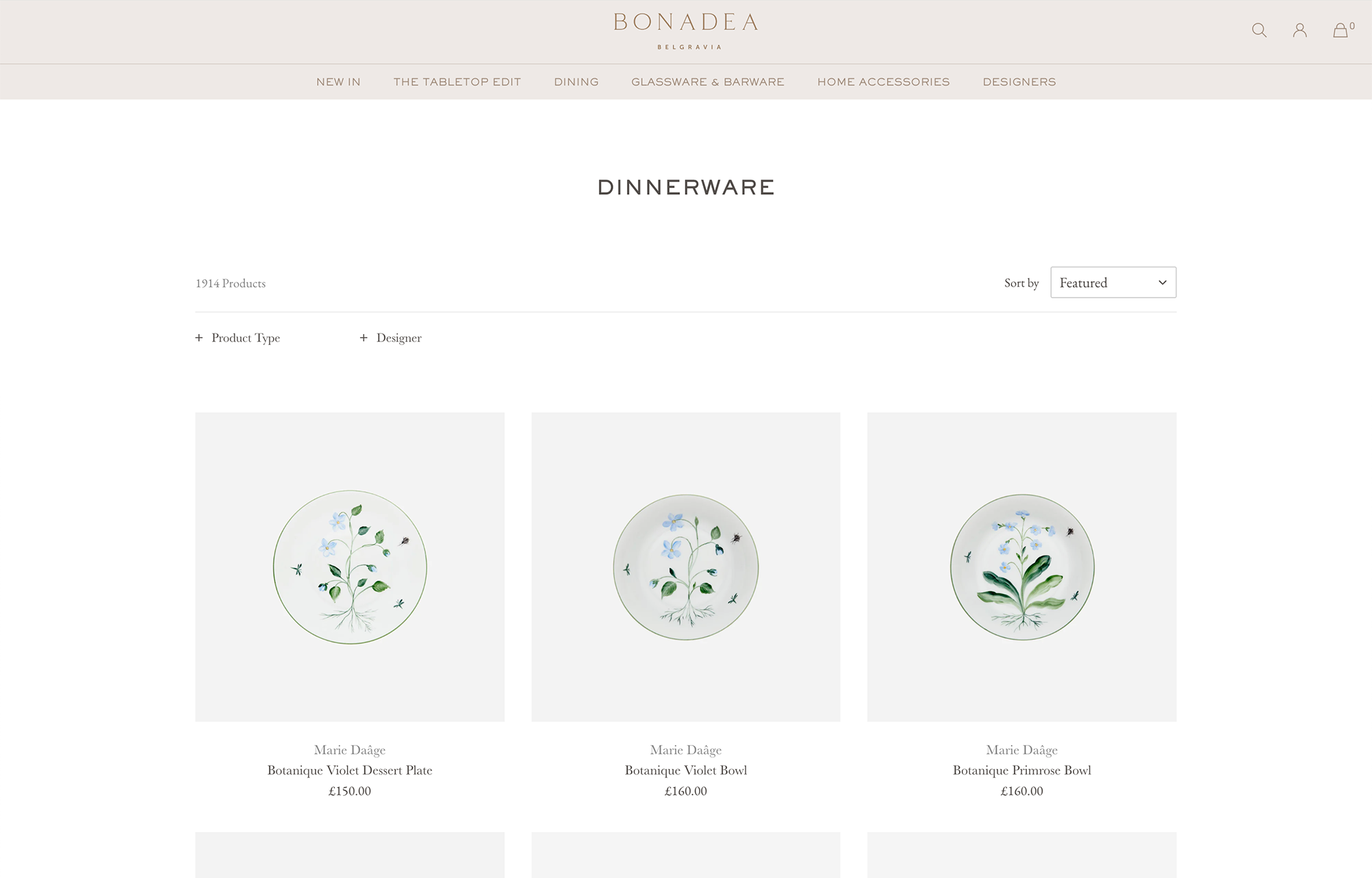 Bonadea online store design and development